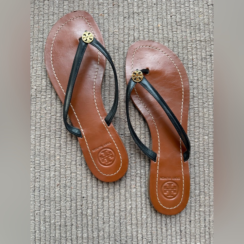 Tory Burch Black and Tan Sandals